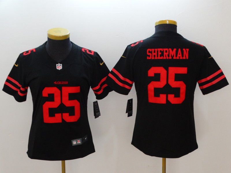 Women San Francisco 49ers #25 Sherman Black New Nike NFL Jerseys
